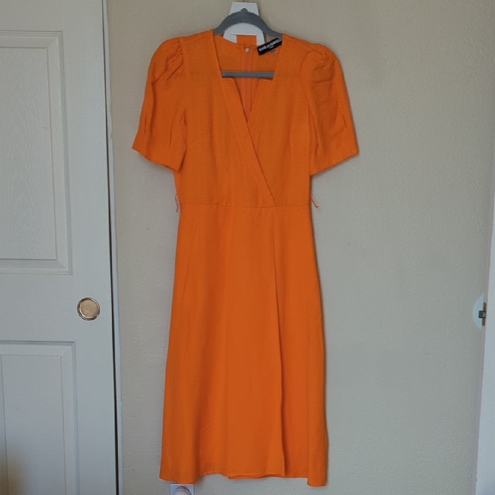 Karl Lagerfeld Vibrant Orange Midi Dress